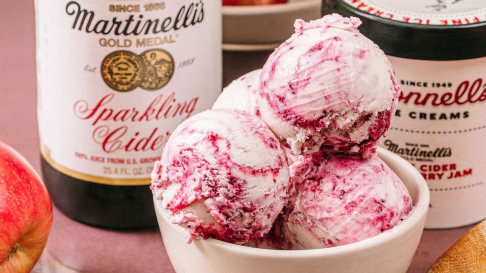 PHOTO: Martinelli's and McConnell's apple cider cranberry jam ice cream.