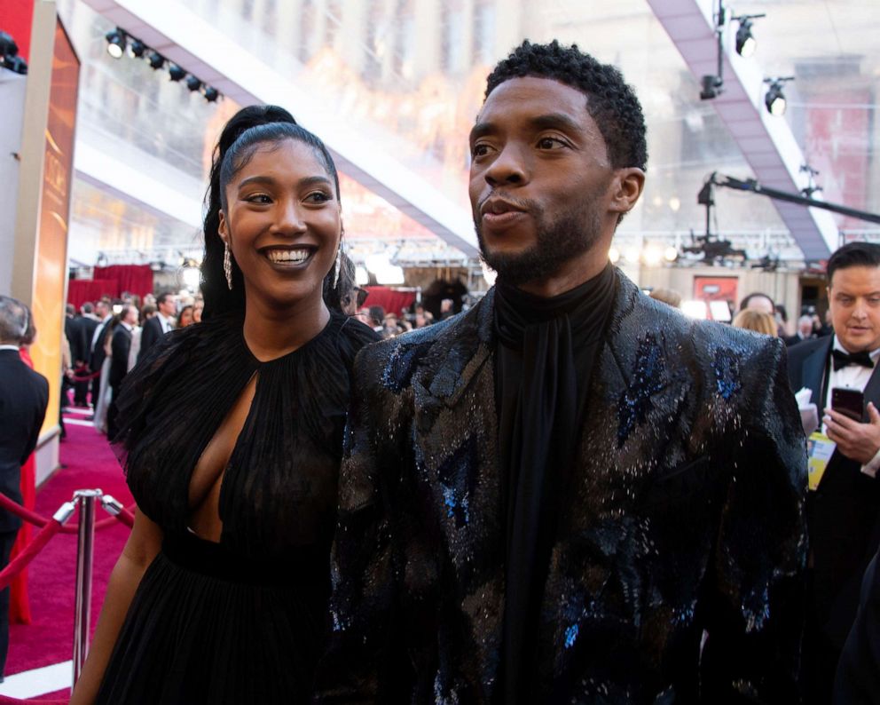PHOTO: Taylor Simone Ledward and Chadwick Boseman arrive to the 91st annual Academy Awards, Feb. 19, 2019, in Hollywood, California.