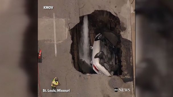 Video Sinkhole Swallows Car In St Louis ABC News