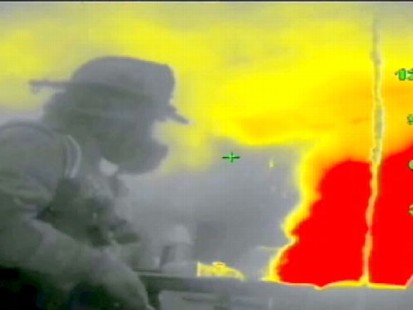 VIDEO: Thermal imagers records temperatures in a room when it catches fire.