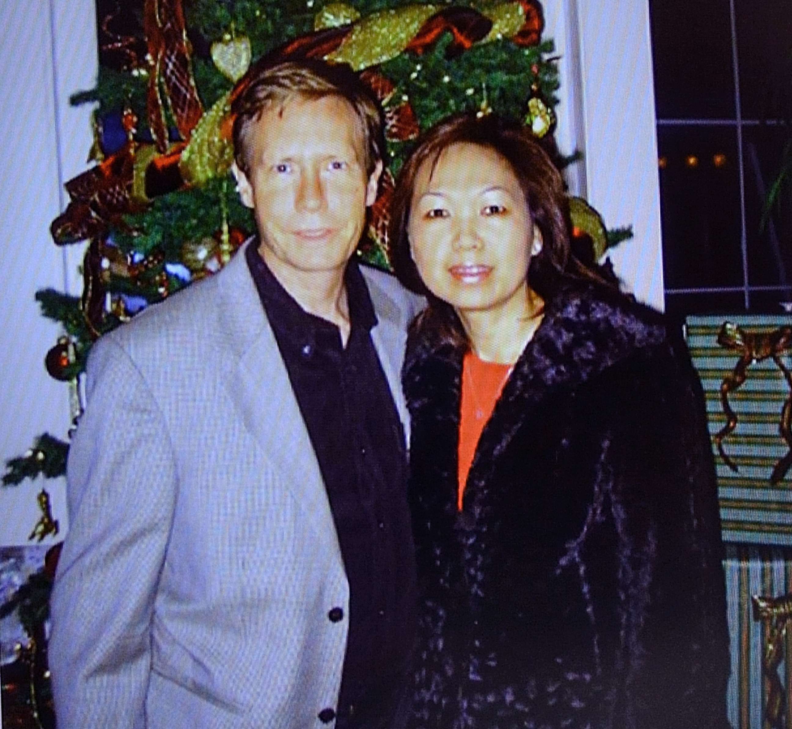 PHOTO: A copy of a picture of Peter and Quee Choo Chadwick that was shown during a press conference announcing the capture of Peter Chadwick  in Santa Ana, Calif., Aug 6, 2019. 