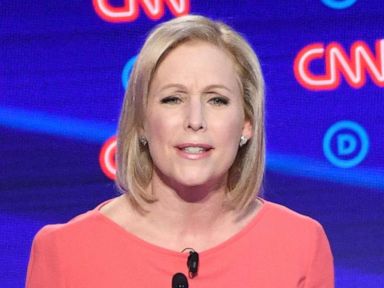 PHOTO: Democratic presidential hopeful Sen. Kirsten Gillibrand delivers her opening statement during the second round of the second Democratic primary debate in Detroit, July 31, 2019.