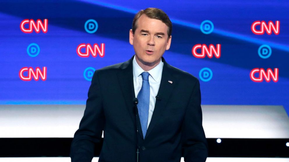 PHOTO: Sen. Michael Bennet speaks during the second of two Democratic presidential primary debates , July 31, 2019, in Detroit. 