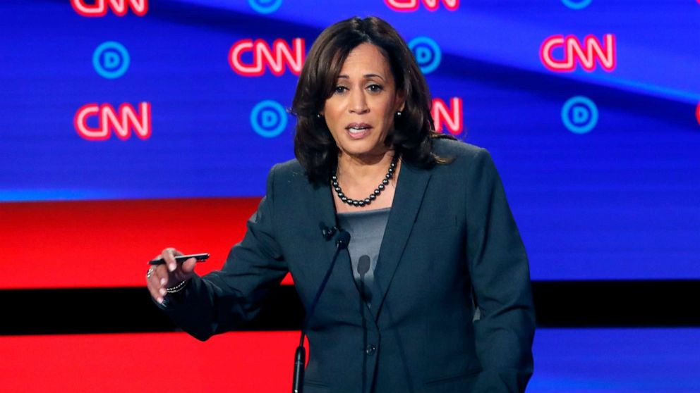 PHOTO: Sen. Kamala Harris, D-Calif., participates in the second of two Democratic presidential primary debate, July 31, 2019, in Detroit. 