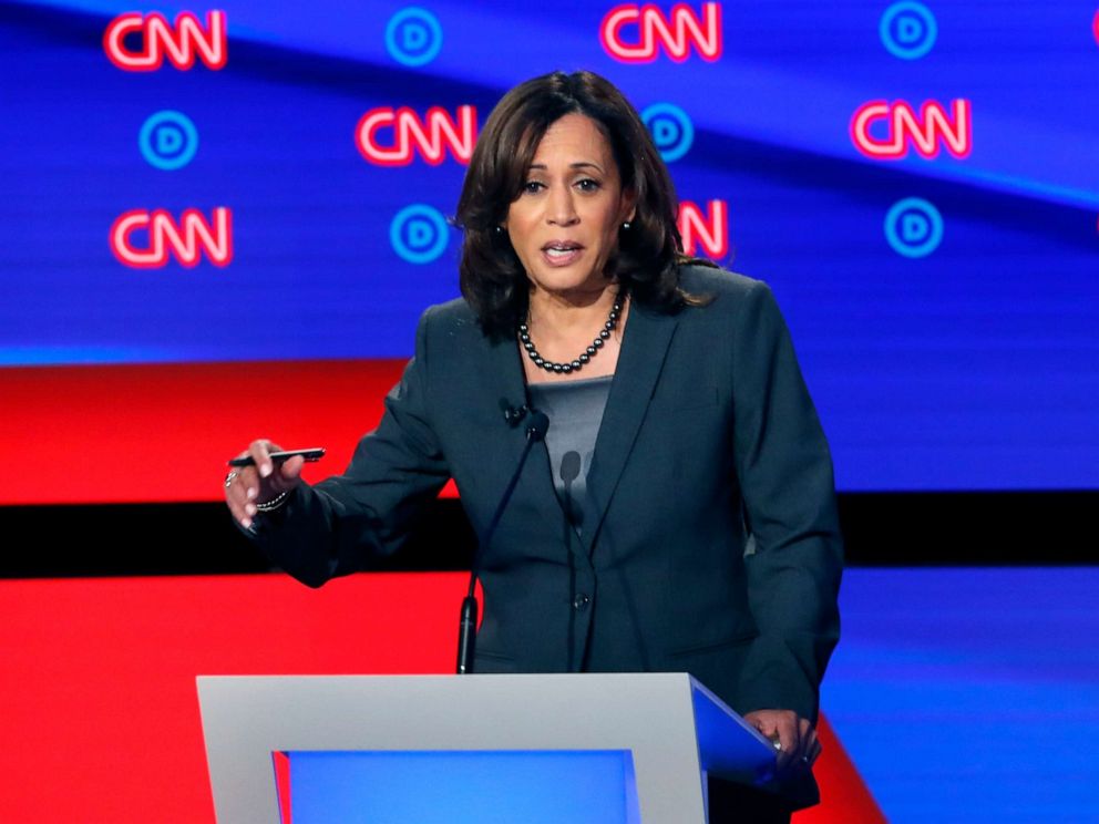 PHOTO: Sen. Kamala Harris, D-Calif., participates in the second of two Democratic presidential primary debate, July 31, 2019, in Detroit.