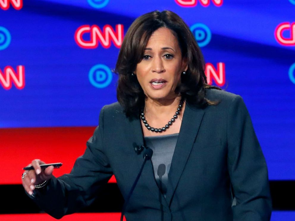 PHOTO: Sen. Kamala Harris, D-Calif., participates in the second of two Democratic presidential primary debate, July 31, 2019, in Detroit. 