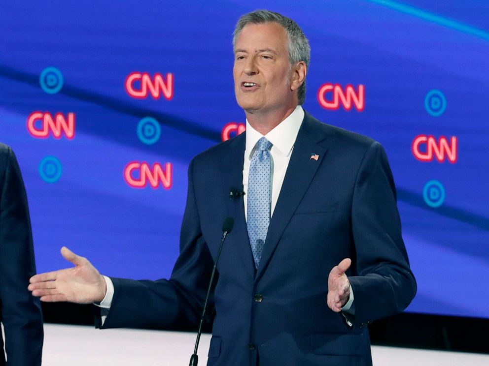 PHOTO: New York City Mayor Bill de Blasio participates in the second of two Democratic presidential primary debates, July 31, 2019, in Detroit.