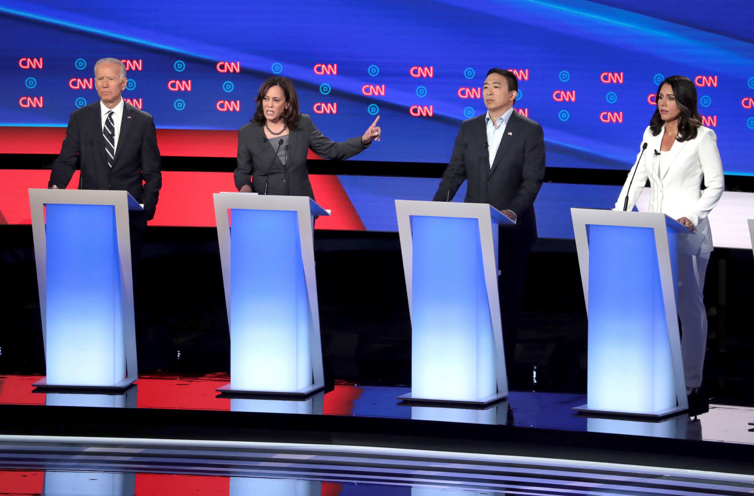 PHOTO:Democratic presidential candidate Sen. Kamala Harris (D-CA)speaks during the Democratic Presidential Debate, July 31, 2019, in Detroit.