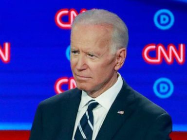 PHOTO: Sen. Cory Booker speaks as former Vice President Joe Biden gestures on the second night of the second 2020 Democratic presidential debate in Detroit, July 31, 2019.