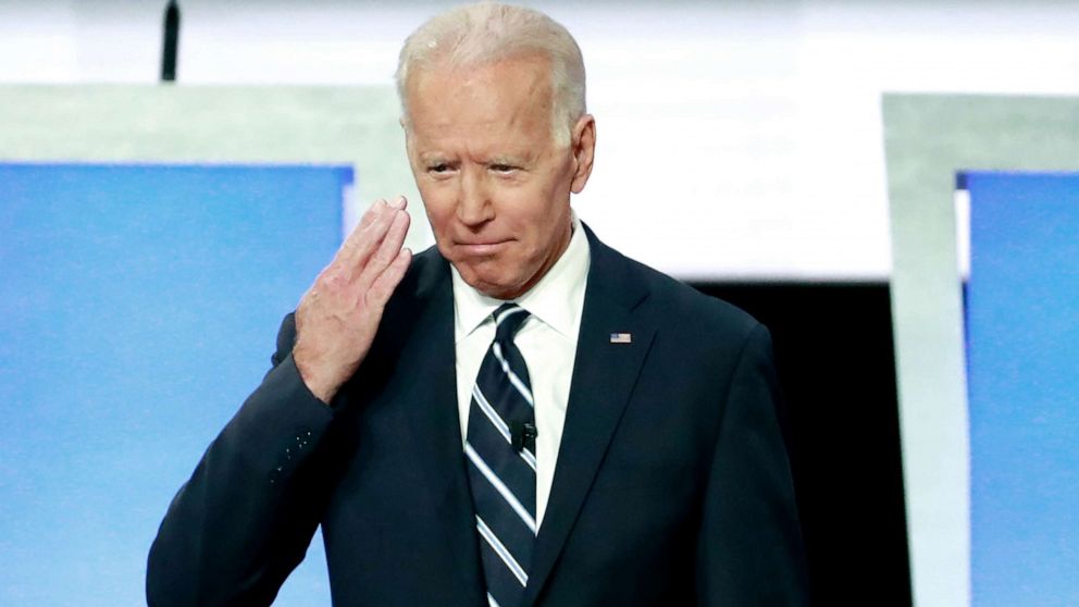 PHOTO: Candidate former Vice President Joe Biden before the start of the second night of the second 2020 Democratic presidential debate in Detroit, July 31, 2019.