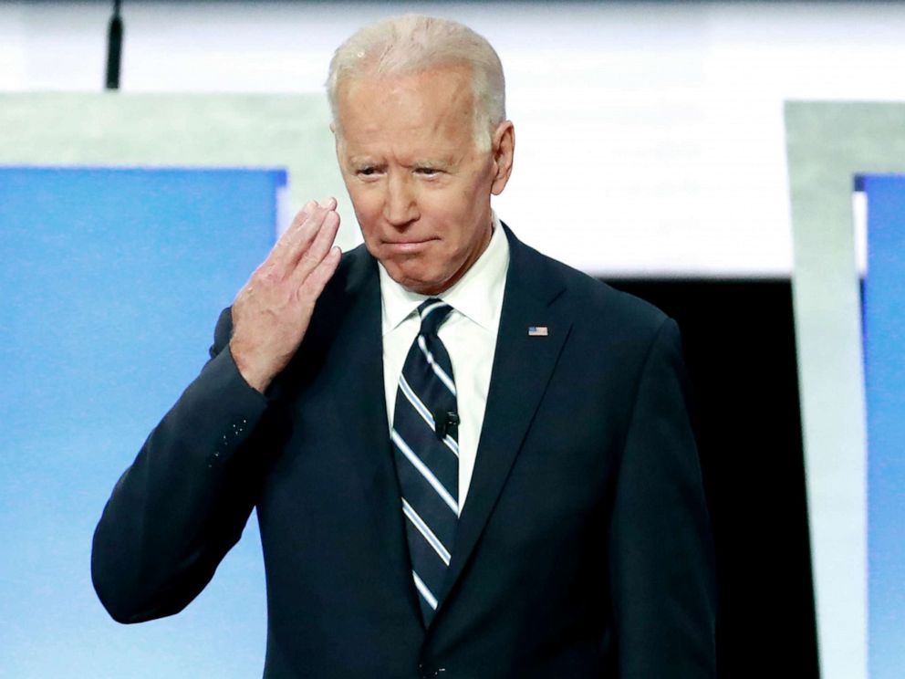 PHOTO: Candidate former Vice President Joe Biden before the start of the second night of the second 2020 Democratic presidential debate in Detroit, July 31, 2019.