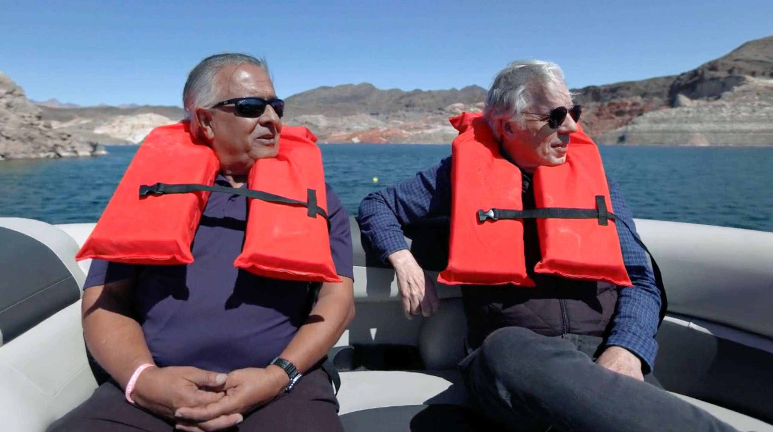 PHOTO: Las Vegas homicide detective Phil Ramos is shown with ABC News' Chris Connelly on a boat in Lake Mead.