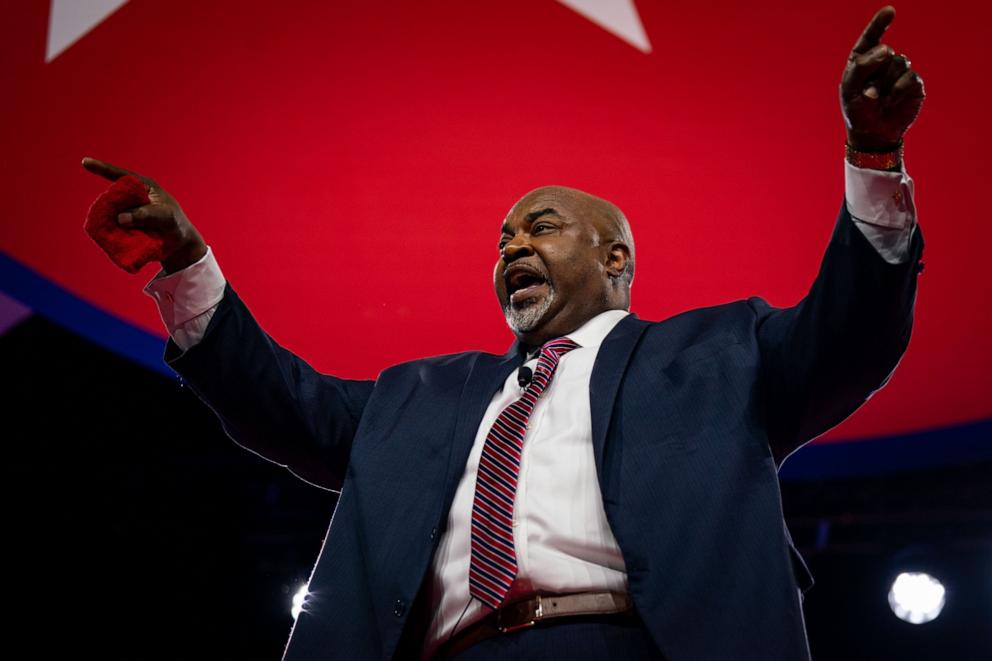 PHOTO: Mark Robinson, lieutenant governor of North Carolina, speaks during the Conservative Political Action Conference, Feb. 22, 2024.