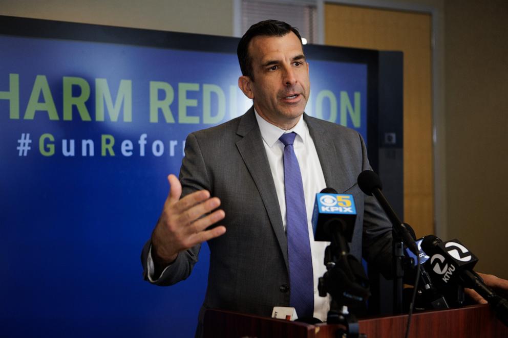 PHOTO: San Jose mayor, Sam Liccardo speaks during a press conference at City Hall in San Jose, Calif., Jan. 26, 2022. 