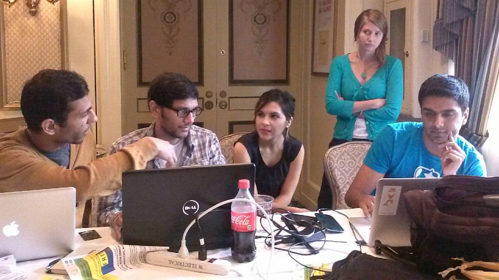Nikhil Jhunjhnuwala, second from left, headed a team at El Hackathon that produced a winning app, Legitimo. 