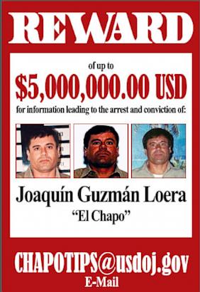 EL CHAPO WANTED POSTER PLAQUE MEXICO ORGANIZED CRIME DRUG CARTEL GUZMAN