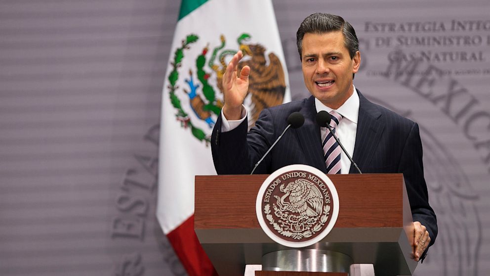 Enrique Pena Nieto, Mexico's president, presents a plan for natural gas supplies at Los Pinos, the presidential residence, in Mexico City, Mexico.