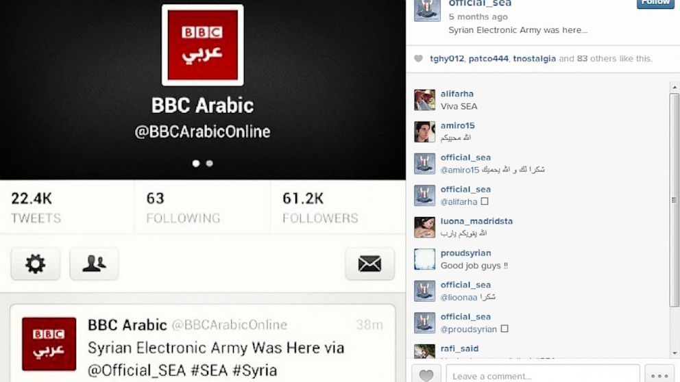 The BBC official weather and Arabic Twitter accounts were hacked in March of 2013. Hackers controlled the accounts for almost three hours and posted anti-Semitic and political tweets.
