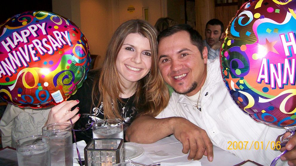 Rachel and Paulo Custodio celebrating their one-year wedding anniversary in 2010.