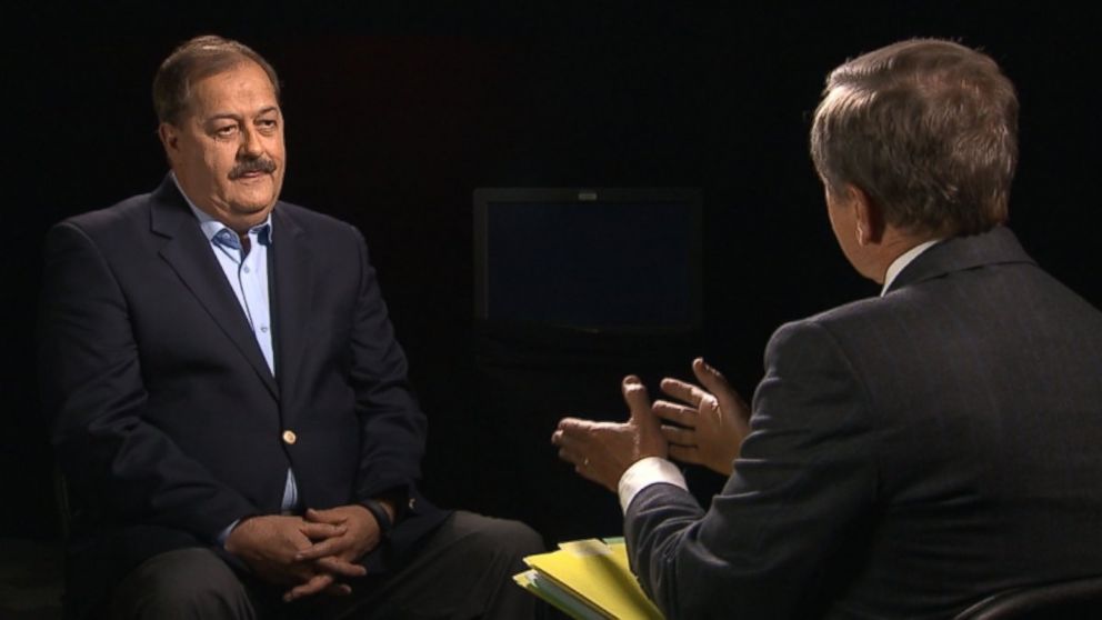 PHOTO: Don Blankenship sits down with ABC News' Chief Investigative Correspondent Brian Ross.