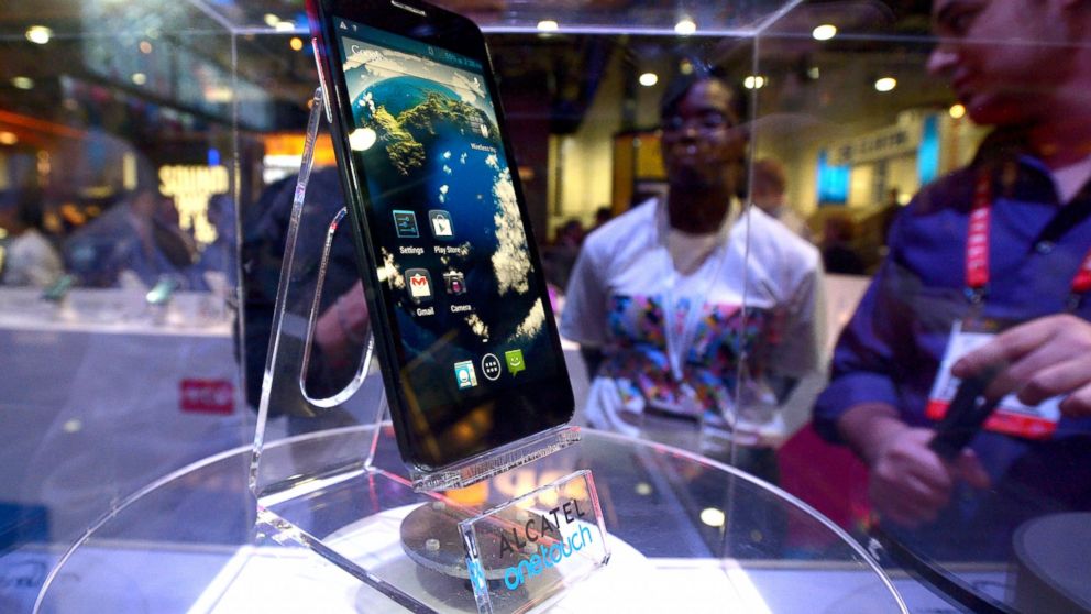 One of Alcatel's Onetouch smartphone models is displayed at the 2013 International CES at the Las Vegas Convention Center in Las Vegas, Nevada, Jan. 10, 2013.