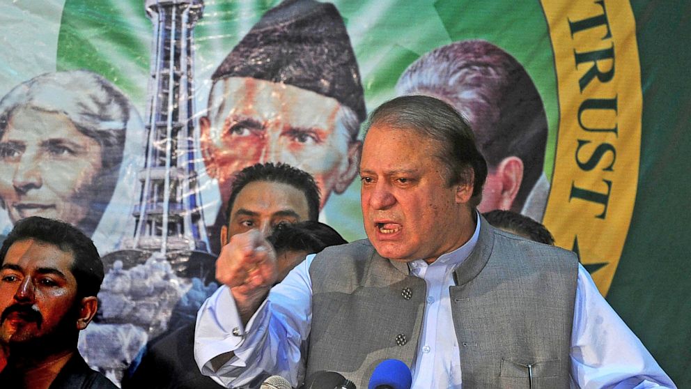 Pakistan's incoming Prime Minister Nawaz Sharif speaks during a ceremony in Lahore, May 28, 2013, marking the 15th anniversary of Pakistan's first succesful nuclear weapons test.   