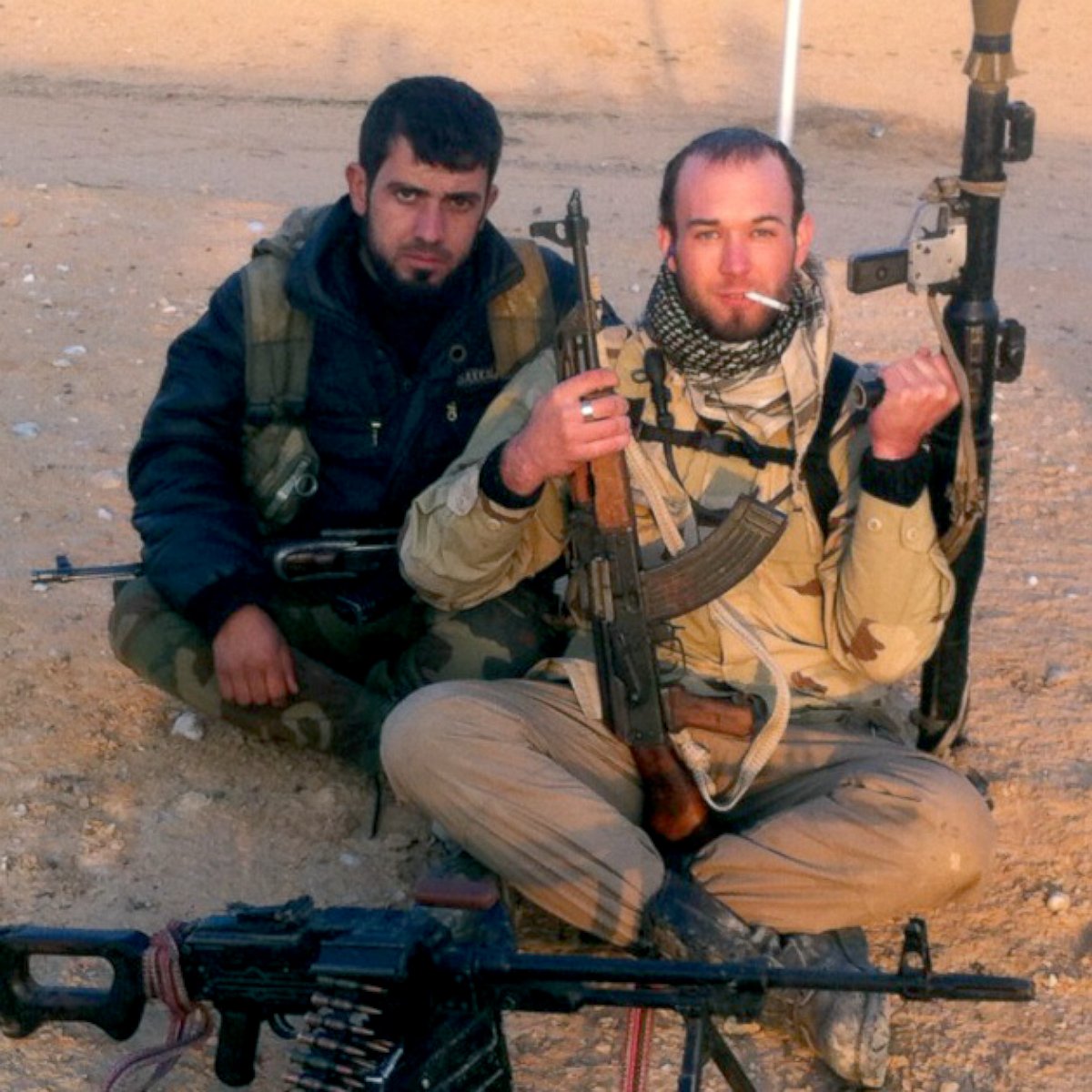 PHOTO: Eric Harroun, a U.S. Army veteran, right, fought with the rebels in Syria.