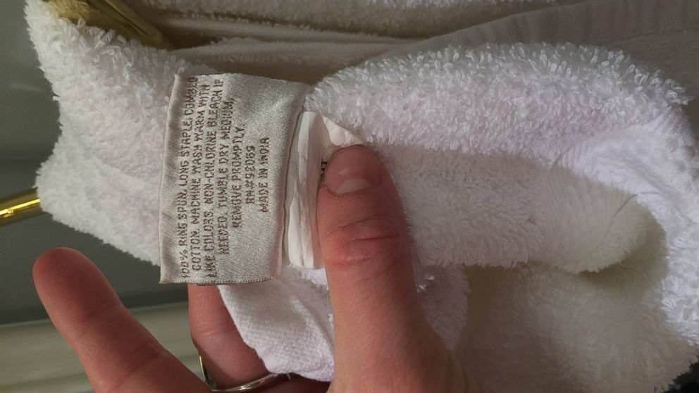 PHOTO: The hand towels in the bathroom were made in India.