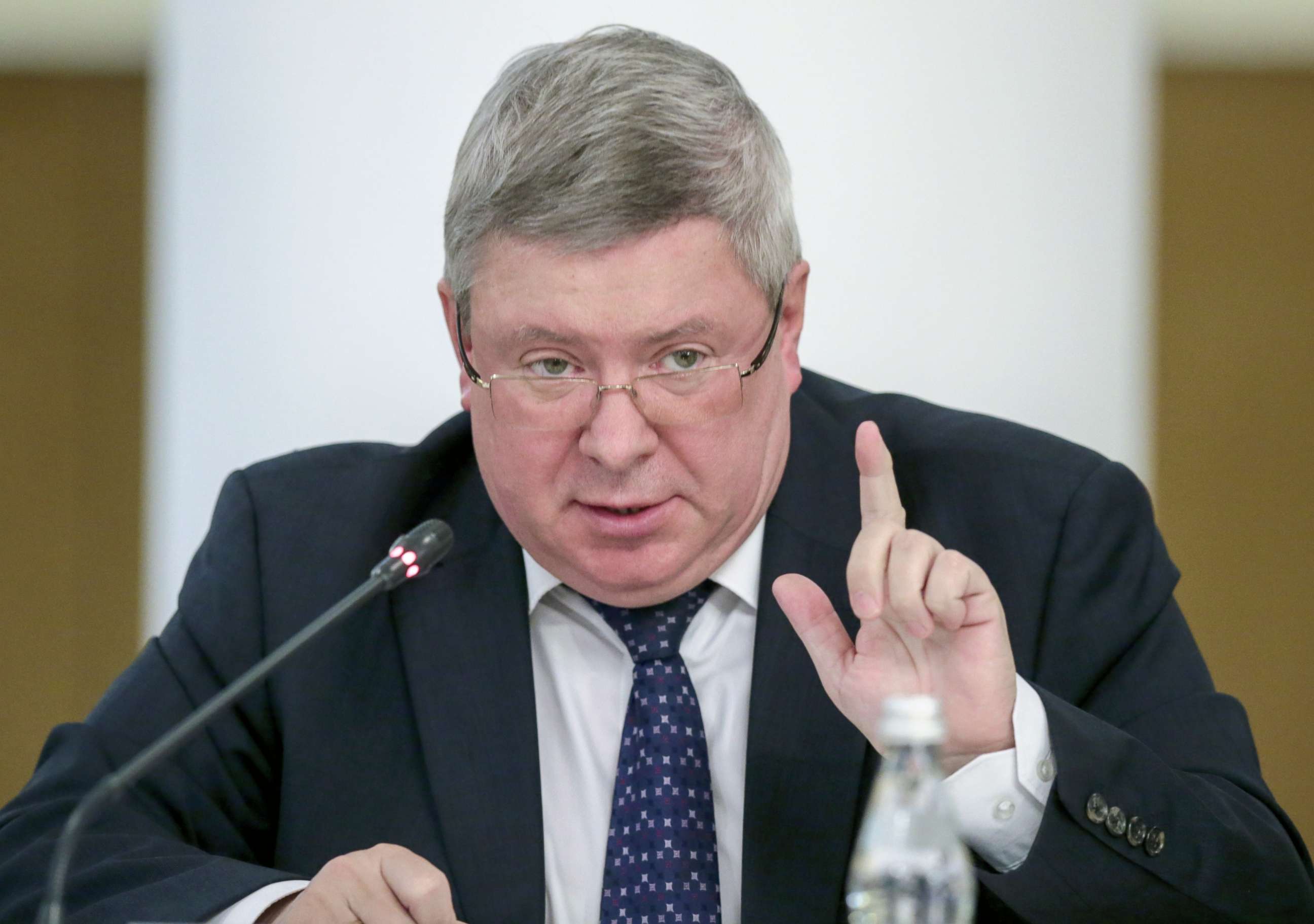 PHOTO: Deputy Governor of the Bank of Russia, Alexander Torshin, addresses a meeting in Moscow, Sept. 14, 2016.