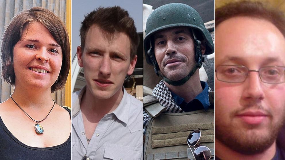 PHOTO: Humanitarian aid workers Kayla Mueller and Peter Kassig and journalists James Foley and Steven Sotloff were all kidnapped and killed in Syria. 