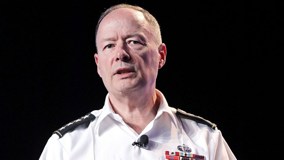PHOTO: Army General Keith Alexander, head of the National Security Agency delivers a keynote address at the Black Hat hacker conference on July 31, 2013, in Las Vegas.