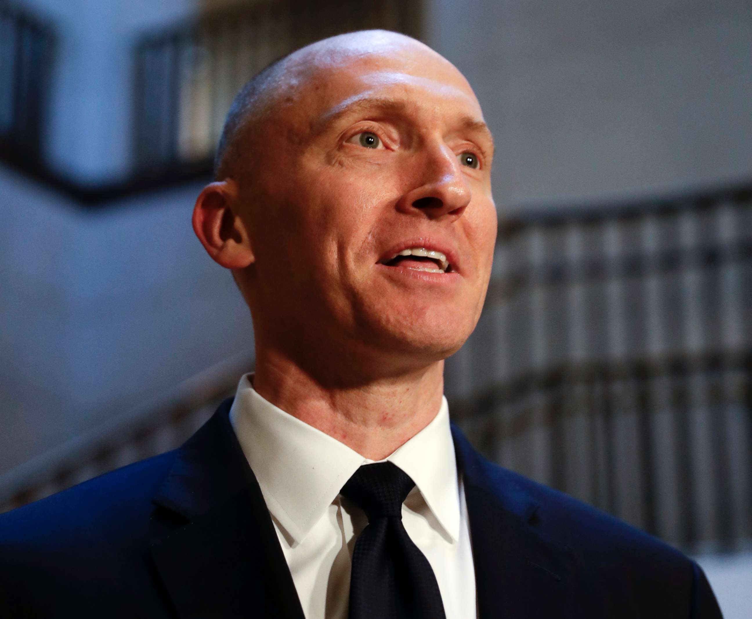 PHOTO: Carter Page, a foreign policy adviser to Donald Trump's 2016 presidential campaign, speaks with reporters Nov. 2, 2017 on Capitol Hill in Washington. 