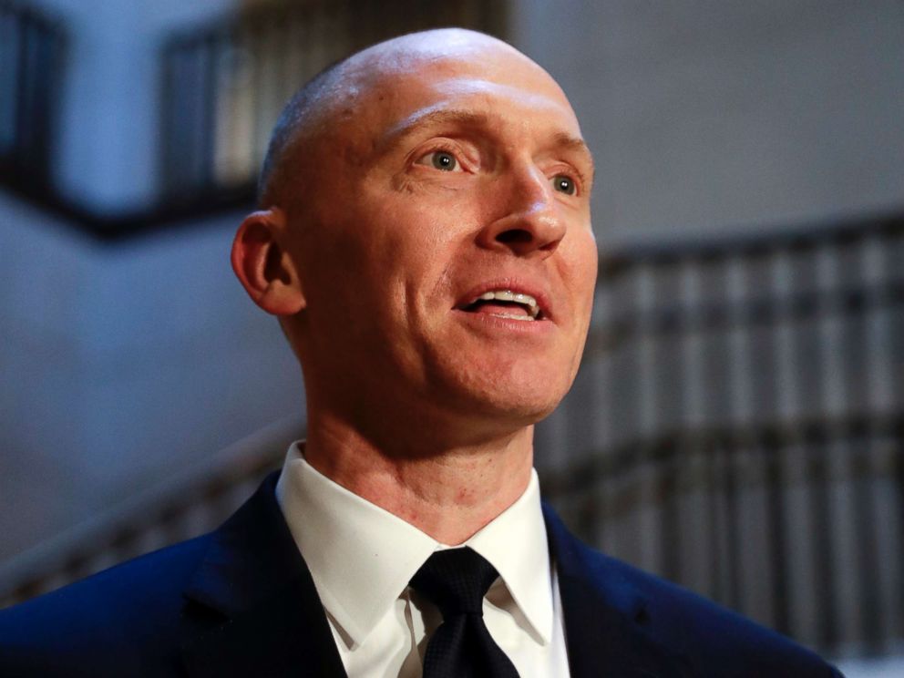 PHOTO: Carter Page, a foreign policy adviser to Donald Trumps 2016 presidential campaign, speaks with reporters Nov. 2, 2017 on Capitol Hill in Washington.