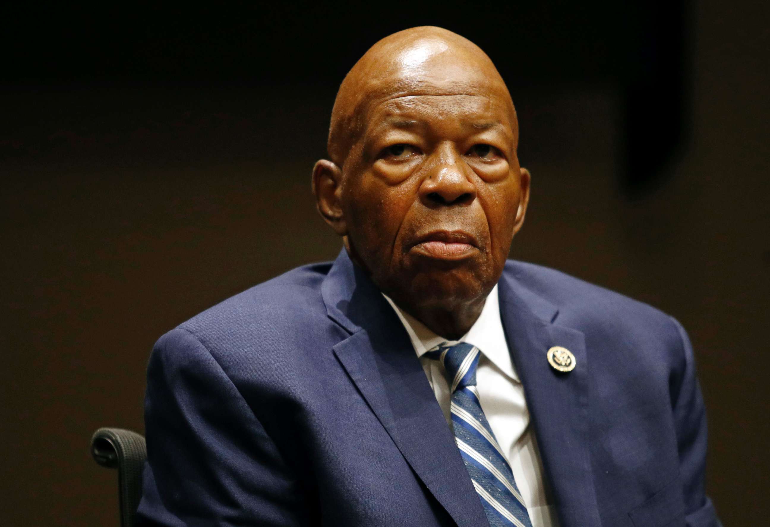 PHOTO: Rep. Elijah Cummings, participates in a panel discussion during a summit on the country's opioid epidemic at the Johns Hopkins Bloomberg School of Public Health in Baltimore, Oct. 2017.