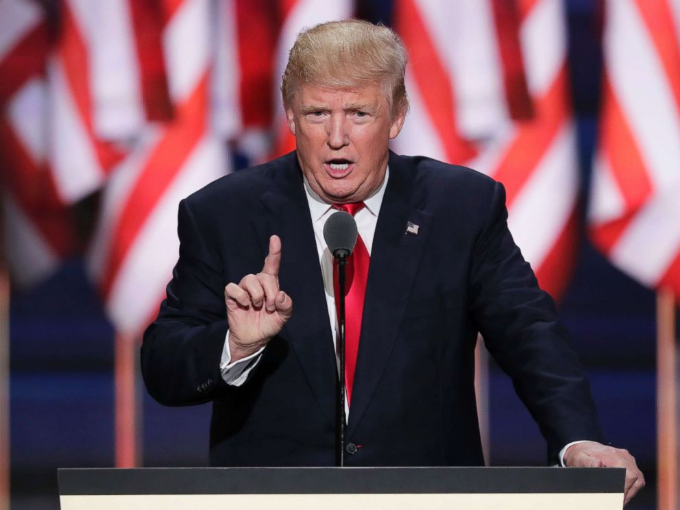 PHOTO: Republican Presidential candidate Donald Trump speaks during the final day of the Republican National Convention in Cleveland, in this July 21, 2016 file photo.