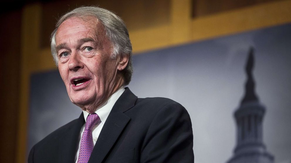 Sen. Ed Markey speaks during a news conference on a petition to force a vote on net neutrality on Capitol Hill in Washington, D.C., May 9, 2018.