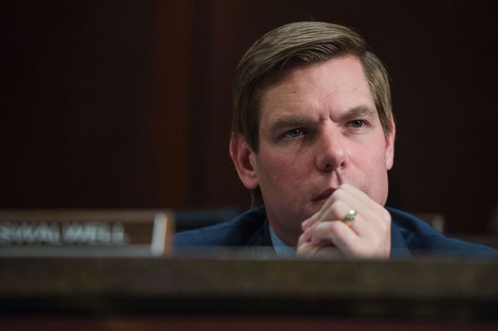 PHOTO: Rep. Eric Swalwell attends a House Permanent Select Committee on Intelligence hearing in the Capitol Visitor Center on Russian ties to the 2016 election featuring testimony by former CIA director John Brennan, May 23, 2017. 