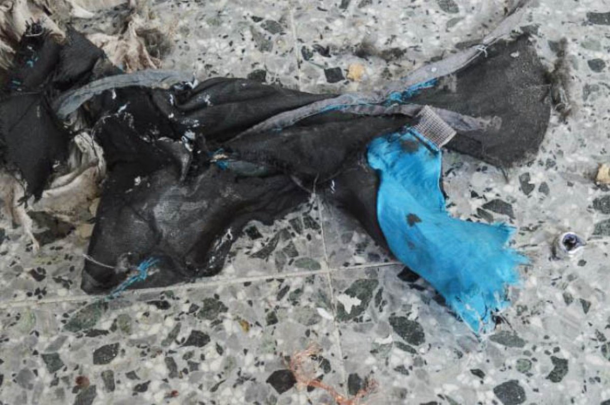 PHOTO: Remnants of the backpack Abedi likely used to carry the device on the train.