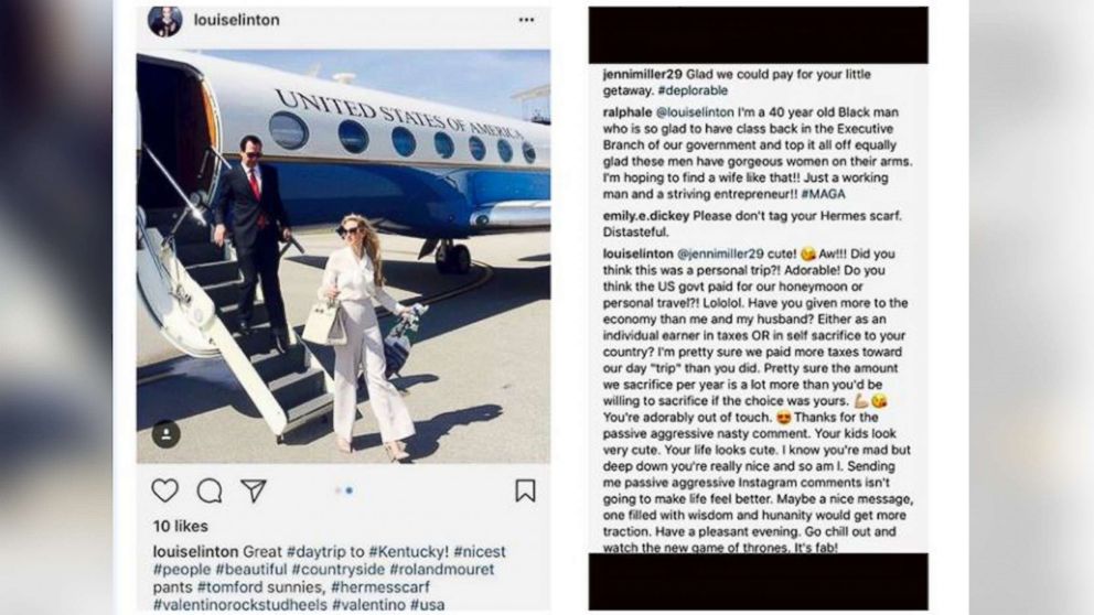 PHOTO: Steve Mnuchin's wife Louise Linton received widespread criticism for this post on Instagram and her subsequent comments. She later deleted it and apologized.
