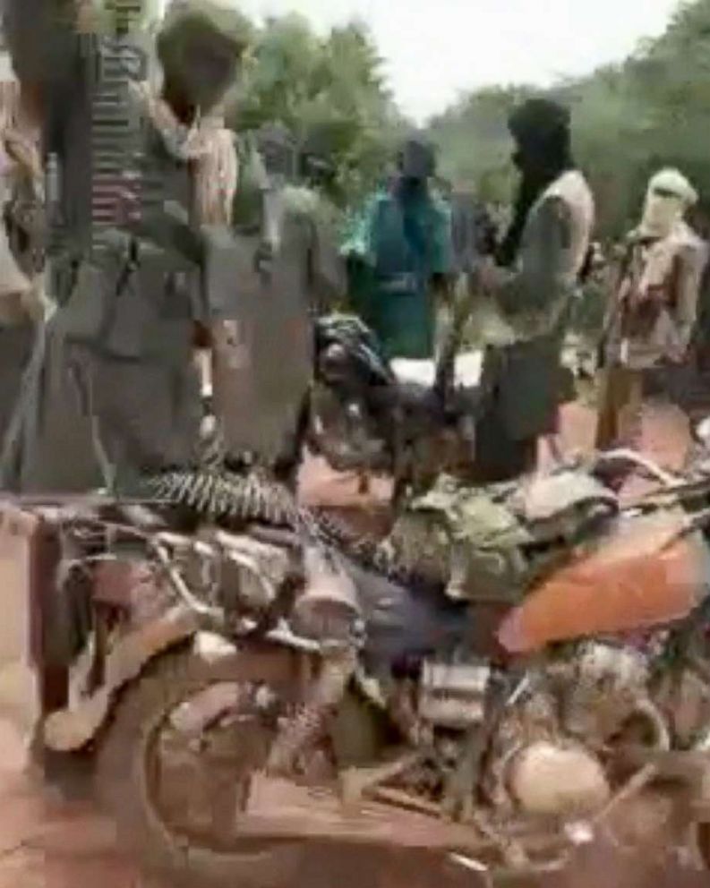 PHOTO: Video showing a group of heavily armed young men on motorbikes was provided to ABC News by a former U.S. military expert on West Africa who says it came from villagers in the vicinity of the attack that killed four U.S. soldiers.