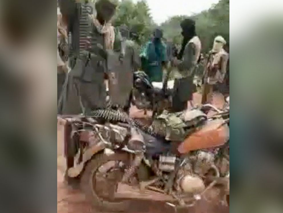 PHOTO: Video showing a group of heavily armed young men on motorbikes was provided to ABC News by a former U.S. military expert on West Africa who says it came from villagers in the vicinity of the attack that killed four U.S. soldiers.