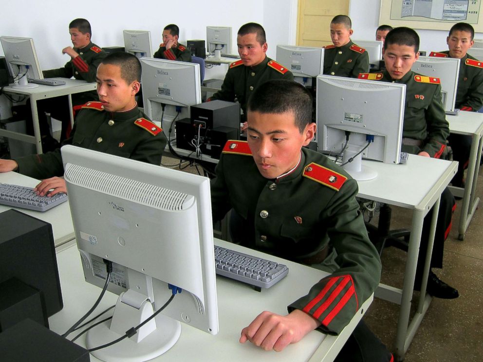 PHOTO: Students at the Mangyongdae Revolutionary School, in Pyongyang, North Korea work on computers, April 13, 2013.