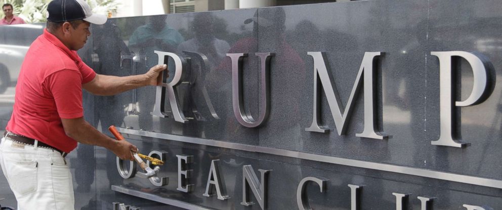 Police Evict Trump Staff From Panama Hotel Amid Ongoing Dispute Photo A Man Removes The Word Trump Off Marquee Outside Ocean