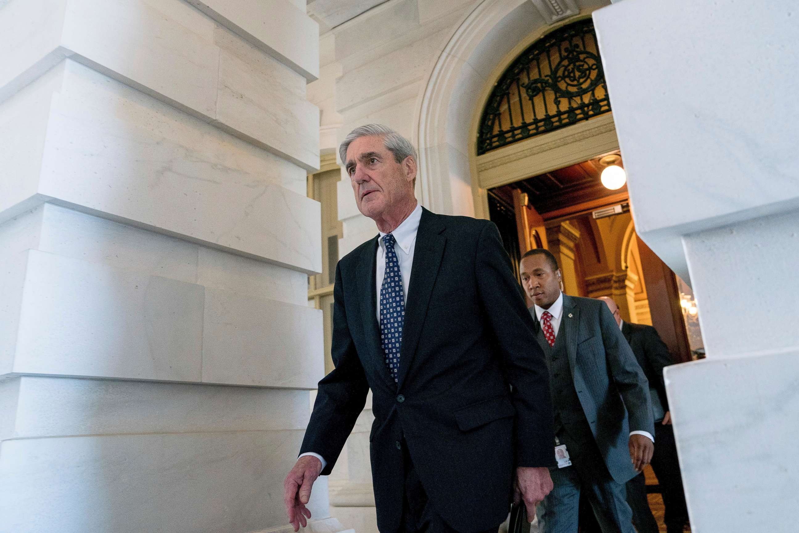 PHOTO: Special Counsel Robert Mueller departs Capitol Hill following a closed door meeting in Washington in this June 21, 2017 file photo.