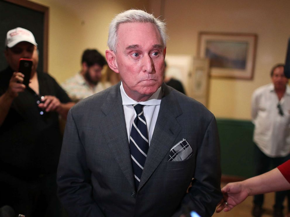 PHOTO: Roger Stone, a longtime political adviser and friend to President Donald Trump, speaks at the John Martins Irish Pub and Restaurant on May 22, 2017 in Coral Gables, Fla.