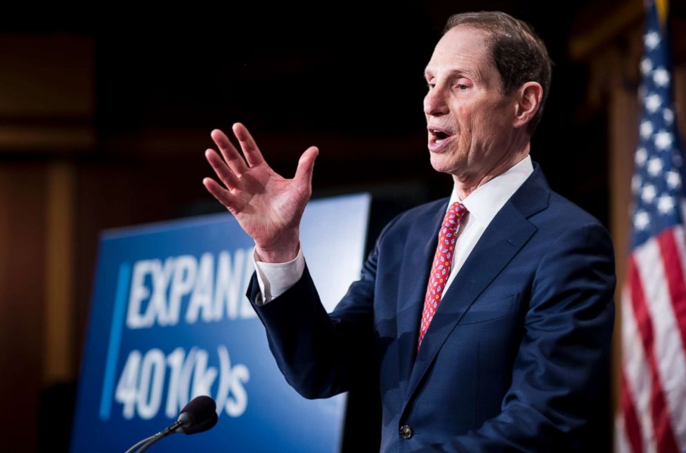 PHOTO: Sen. Ron Wyden, participates in the Senate Democrats' news conference to unveil a plan to protect and expand retirement savings on Tuesday, Oct. 31, 2017. 