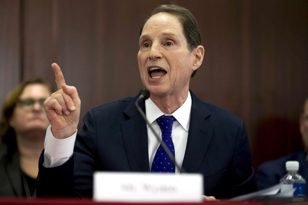 PHOTO: Senator Ron Wyden, a Democrat from Oregon and ranking member of the Senate Finance Committee, speaks during a House-Senate conference meeting on the Republican led tax reform bill at the U.S. Capitol in Washington, D.C. Dec. 13, 2017.