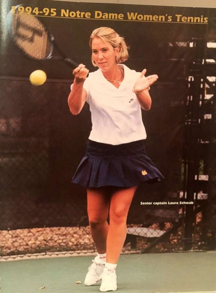 PHOTO: Laura Schwab was captain of Notre Dame's women's tennis team and is seen here on the cover of the 1994-1995 Notre Dame's Women's Tennis magazine.