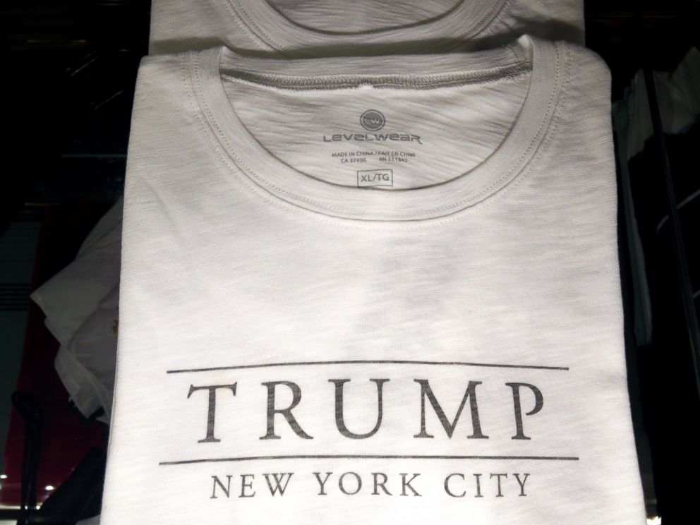 PHOTO: "Trump New York City" T-shirts indicate they are "Made in China."