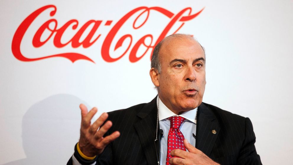 Coca-Cola CEO Muhtar Kent speaks at an event where the company announced it will work to make lower-calorie drinks and clear nutrition information more widely available around the world in this May 8, 2013, file photo. 
